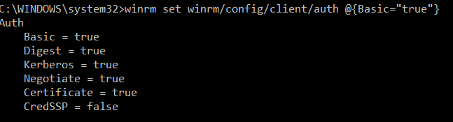 Enable basic authentication on WinRM service