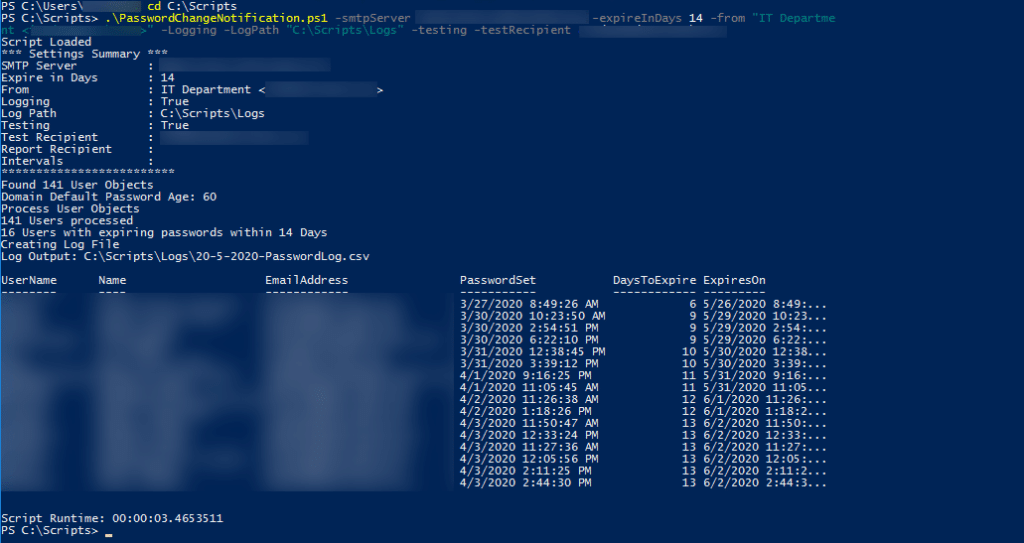 powershell script output