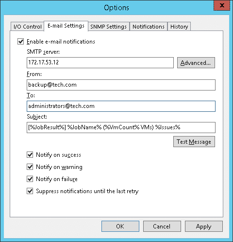 Configuring Global Email Notification Settings