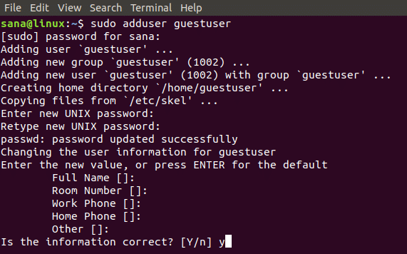 Add a user by using the adduser command
