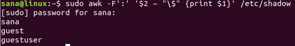 List all users on the shell