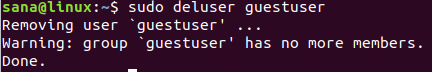 Delete a user trough the commandline
