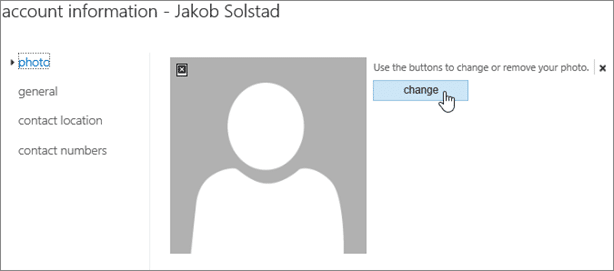 Choose Change to browse to the photo you want to upload.