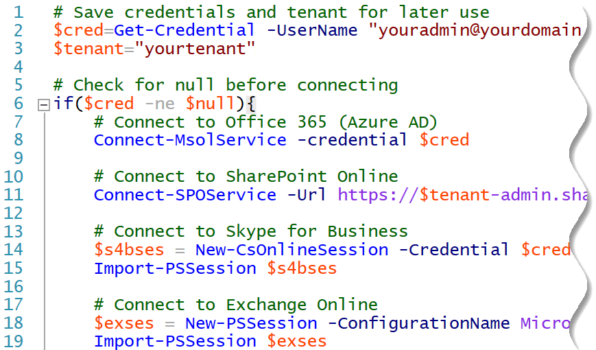 Using PowerShell profile to connect to Office 365