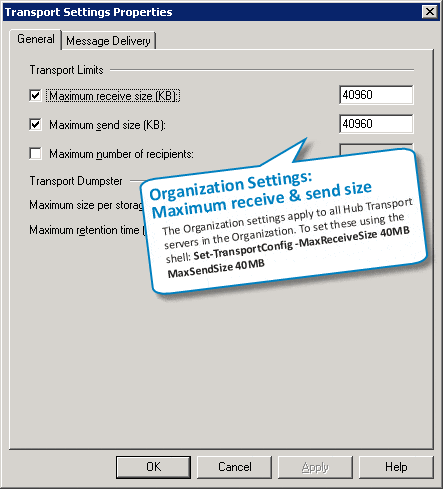 Exchange Server 2007 | Transport Settings