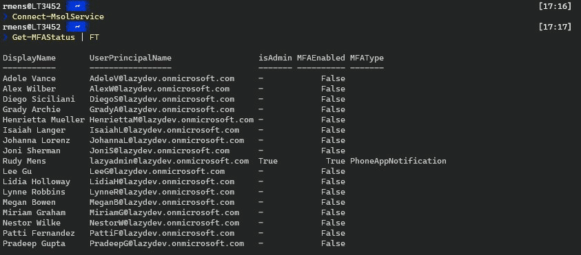 Get MFA Status PowerShell