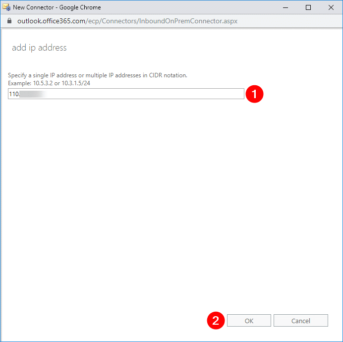 Adding allowed IP adresses to the connector