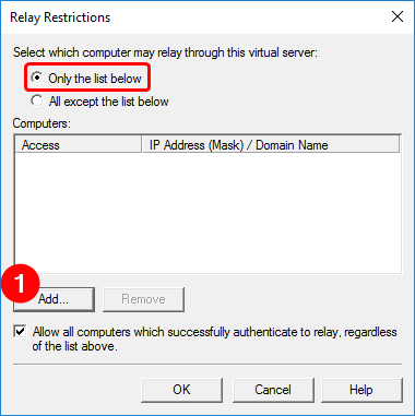 Adding a relay restriction