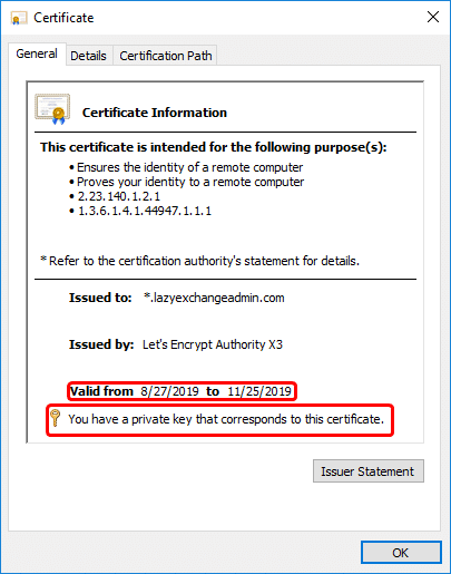 Validating certificate