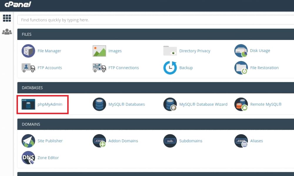 How to replace URLs and Fix Broken Image URLs after Site Migration in WordPress | 2021 1 Locate the phpMyAdmin section to find the WordPress databases