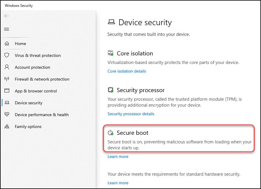 2 Ways to Check Secure Boot Status on Windows 11 3 Check Secure Boot Status via Windows Security Settings