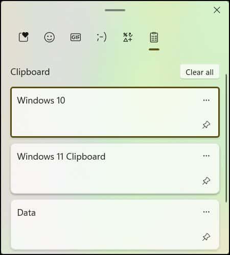 Windows 11 Clipboard Data