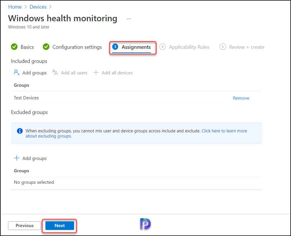 Create Windows Health Monitoring Profile in Intune