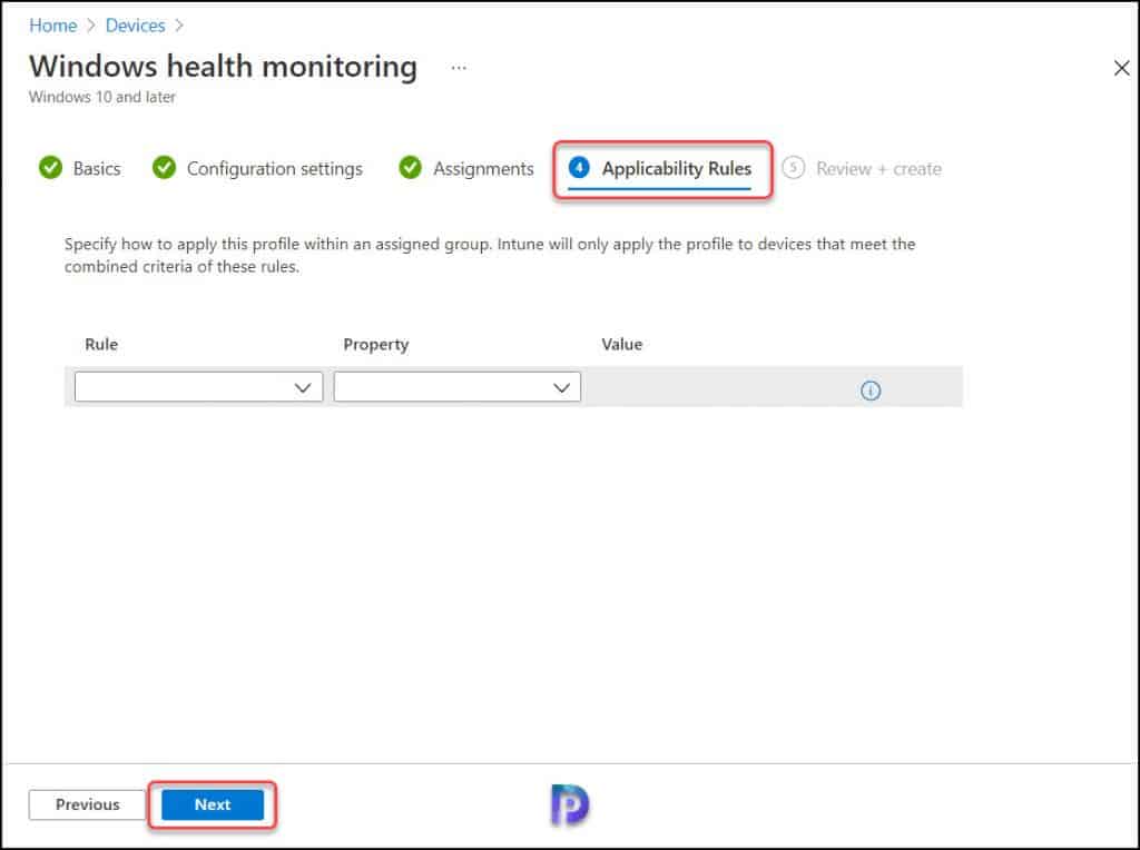 Intune Windows Health Monitoring - Applicability Rules