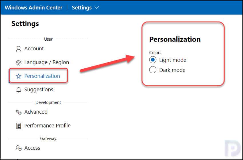 Enable Dark Mode for Windows Admin Center