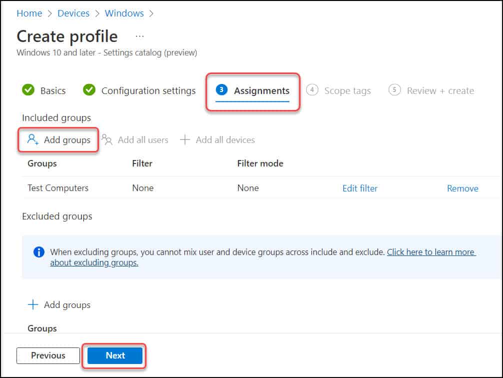 Configuration Profile Assignments