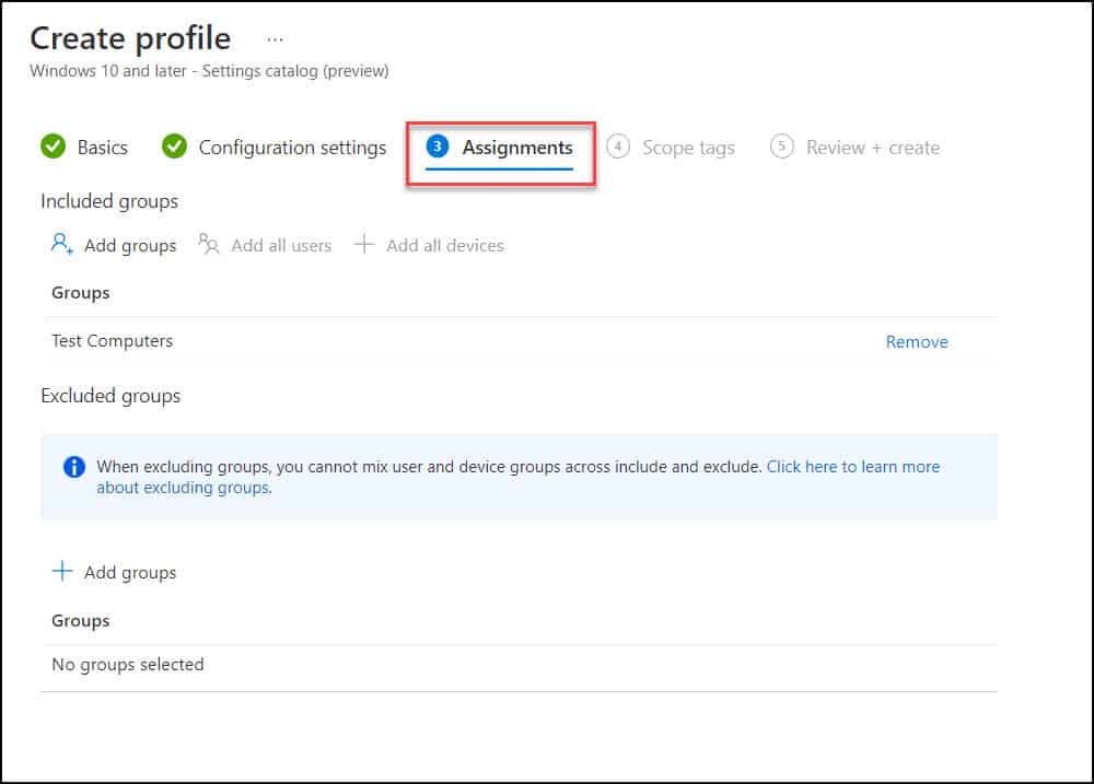 How to Configure Power Options using Intune 7 Intune Profile Assignments