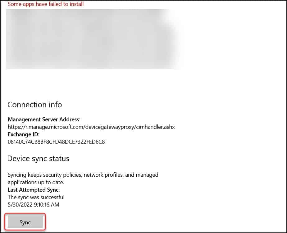 Manually Sync Intune Policies on Windows Devices using Settings App