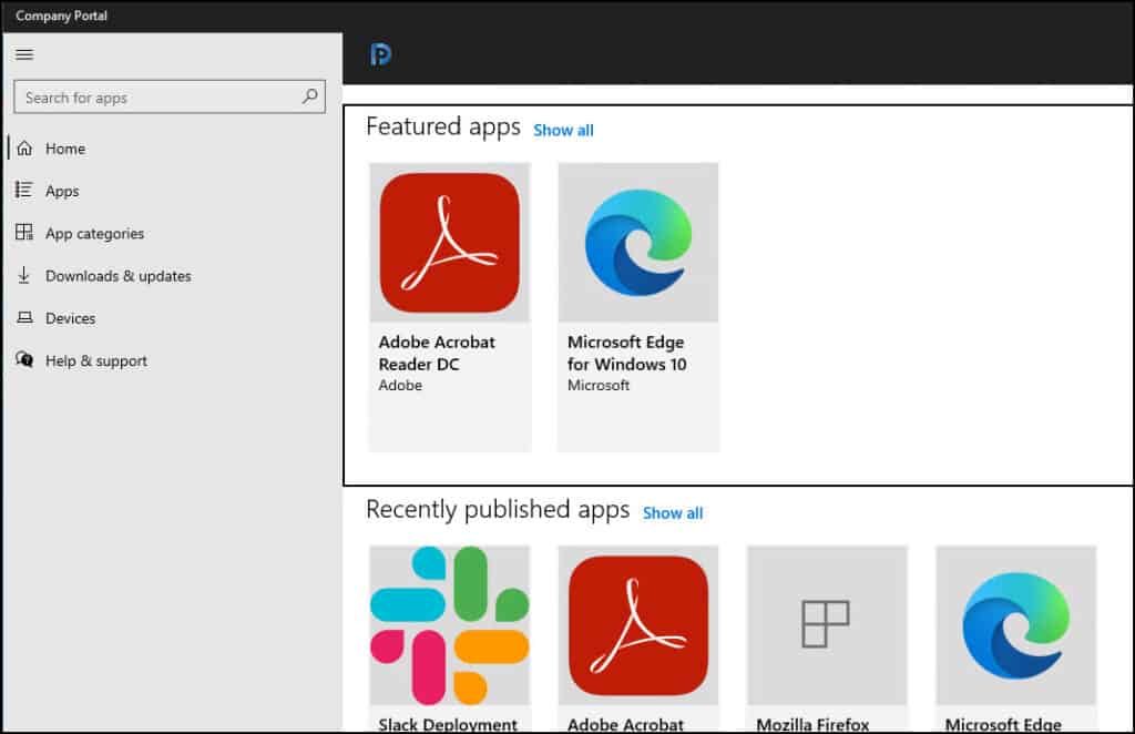 Launch Intune Company Portal App