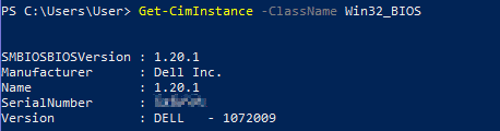 Retrieving BIOS information via CIM on PowerShell on Windows