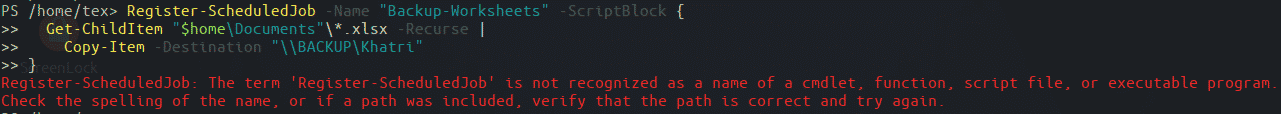 Registering a Scheduled Job via PowerShell Core on Linux