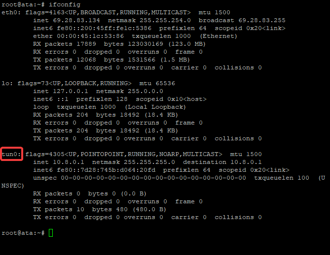 Listing network interface names on Ubuntu.