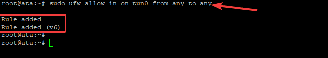 Allowing ingoing traffic to tun0 interface