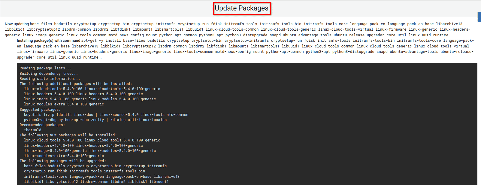 Viewing Running Package Updates