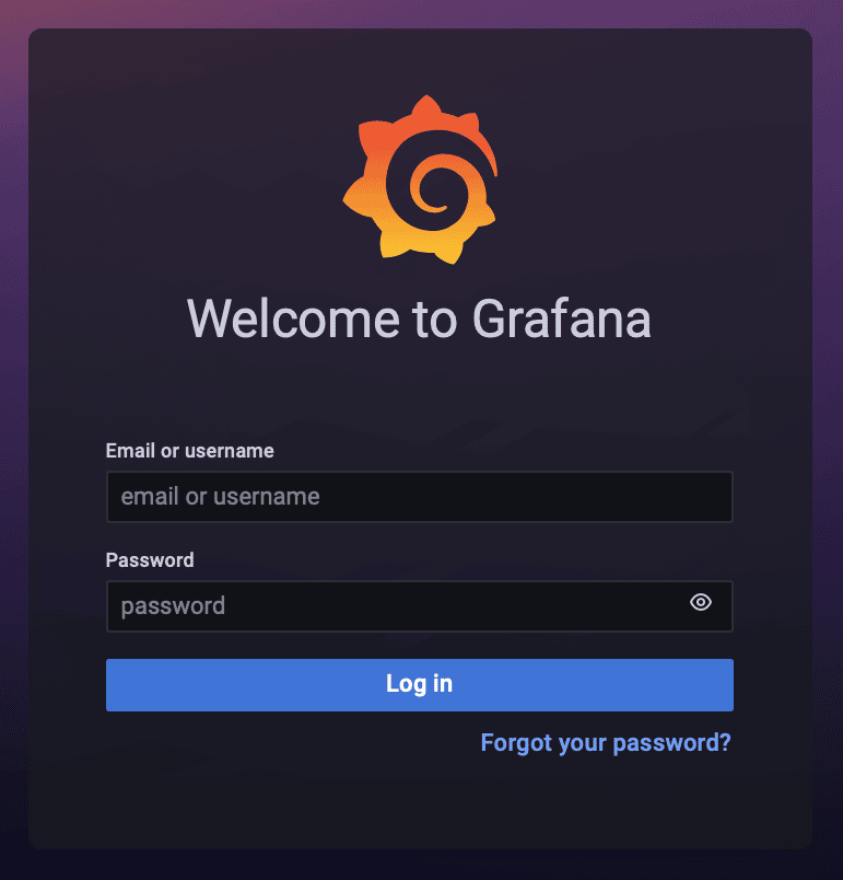 Logging into Grafana Dashboard