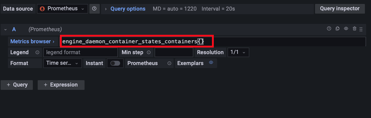 Running Docker Metric Query