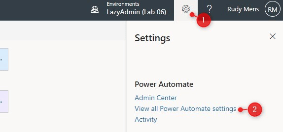 Power Automate settings
