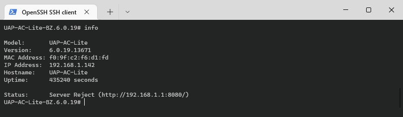unifi server reject