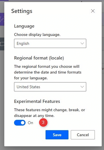 Power Automate enable experimental features