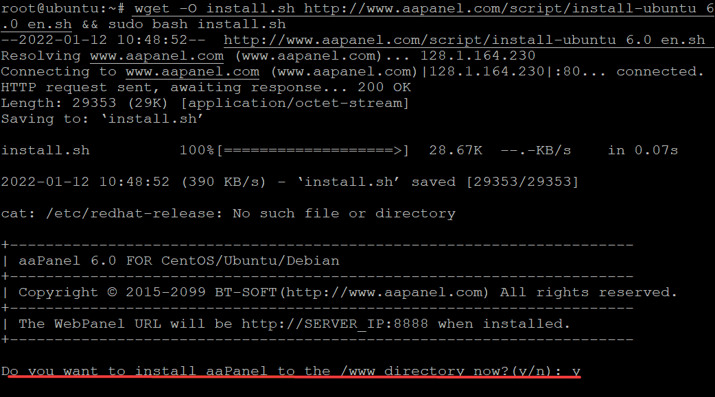 Downloading and Installing aaPanel