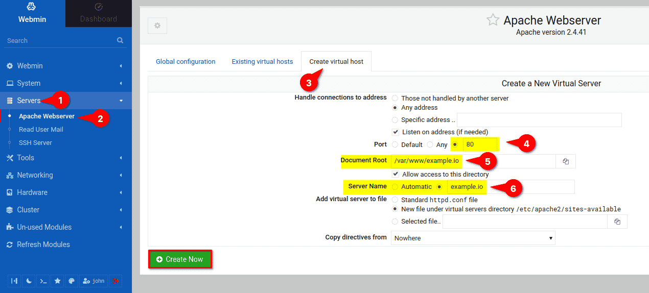 Creating a new virtual host