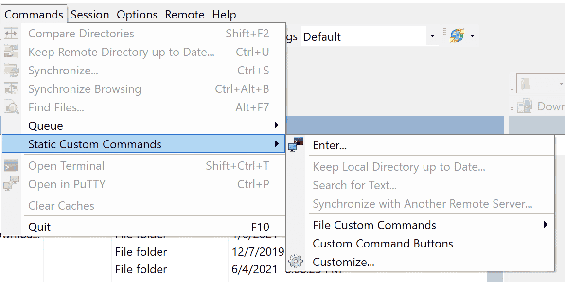 Navigating to custom command