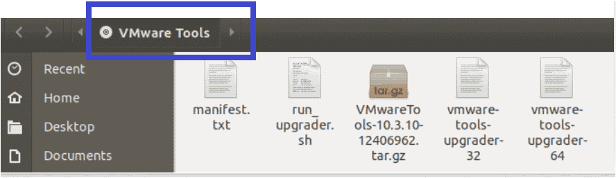 Files inside the VMware Tools folder