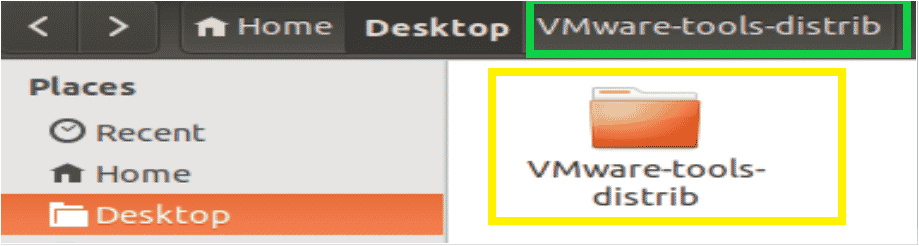 VMWare-tools-distrib folder extracted on the desktop