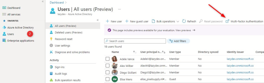 Enable MFA in Office 365