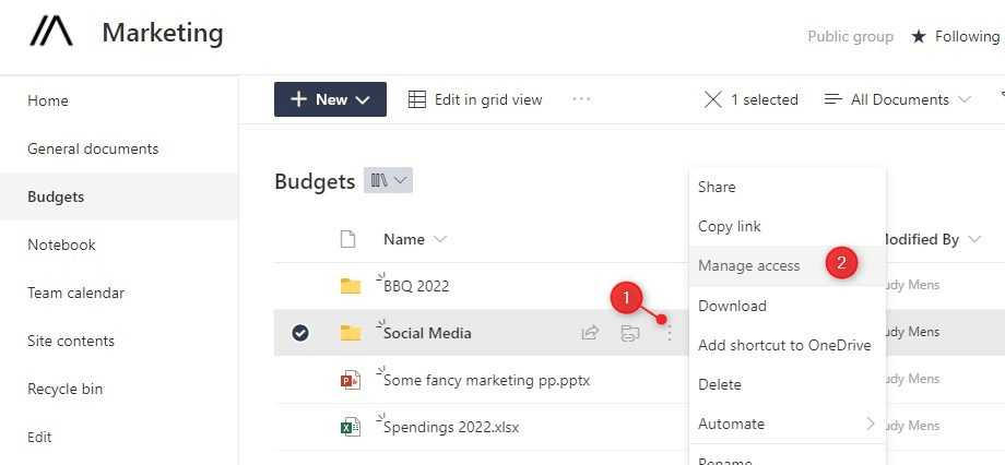 sharepoint folder permissions