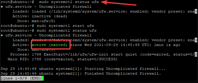 Verifying that UFW is installed and running