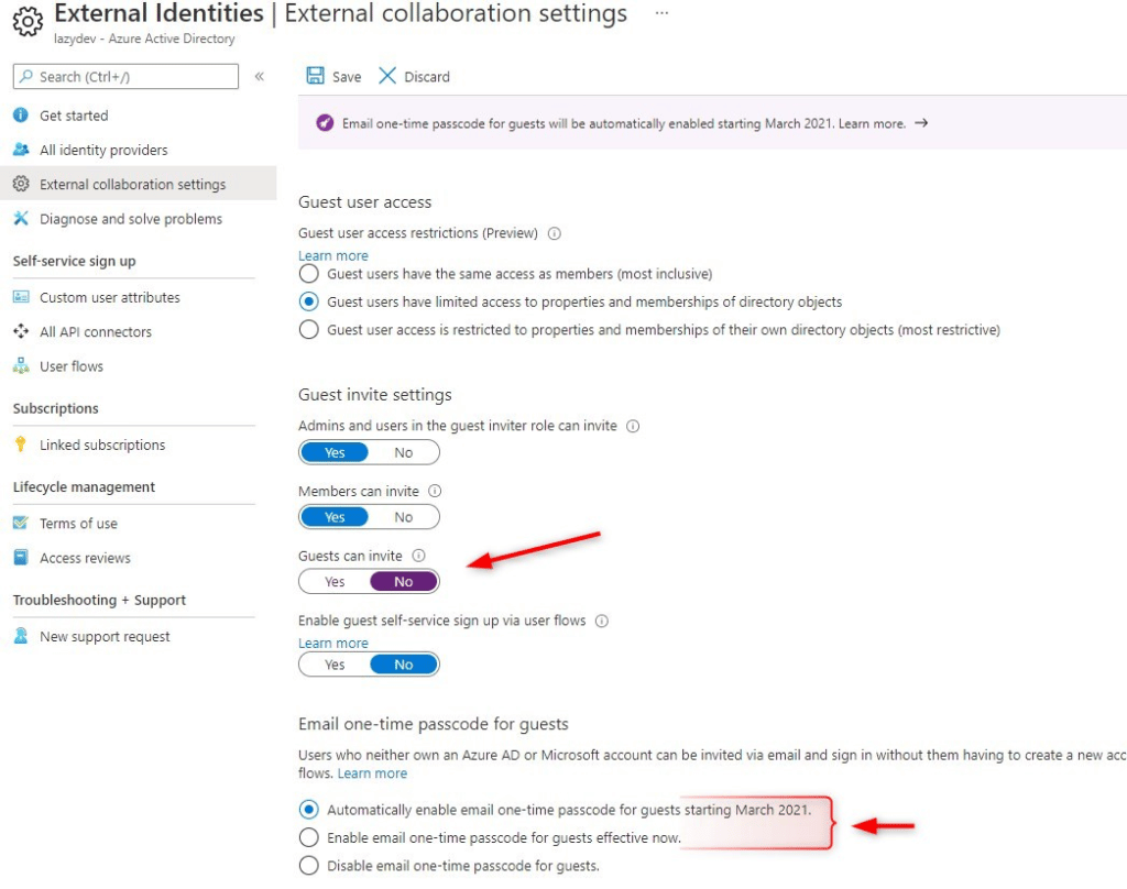 disable guest can invite guest in Azure Active directory