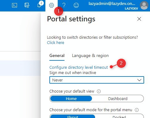 Set Azure AD timout