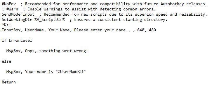 Creating Script that Creates an Input Dialog Box