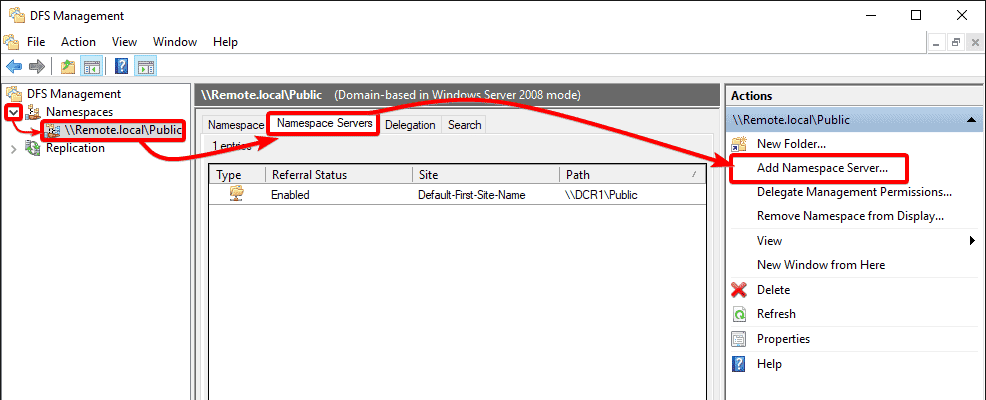 Adding a new namespace server