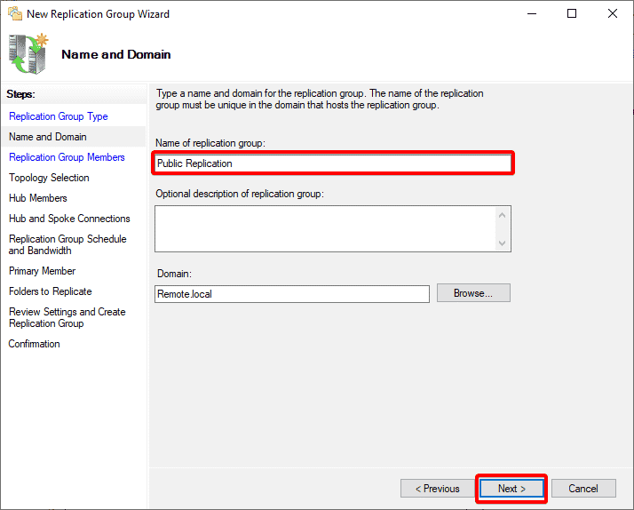 Setting the replication group name