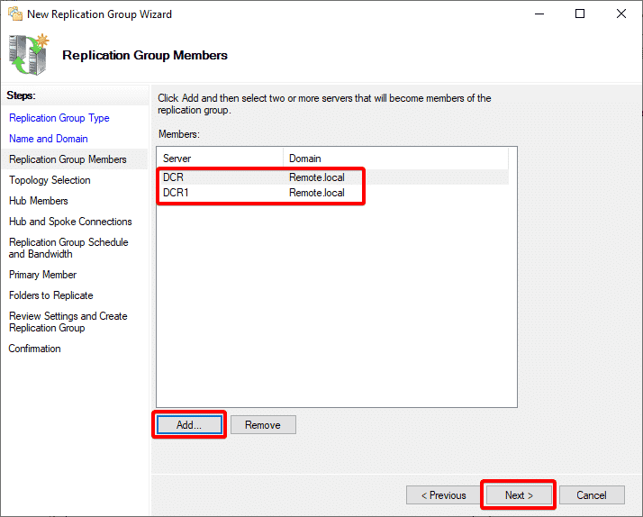 Adding servers as replication group members