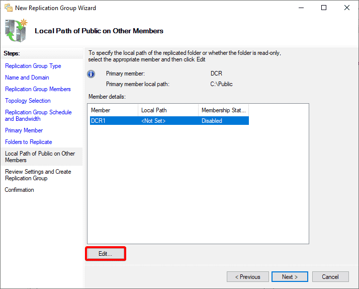 Editing the local replication path