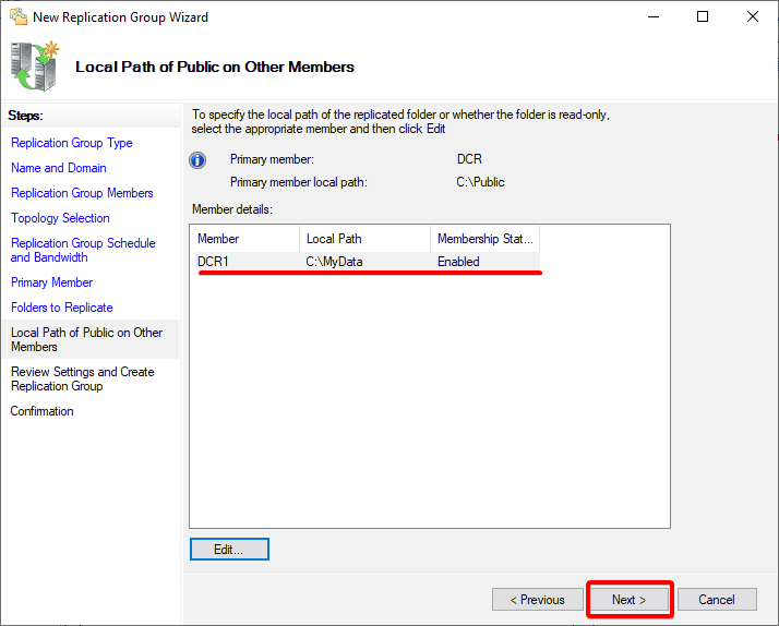 Confirming modified local path settings