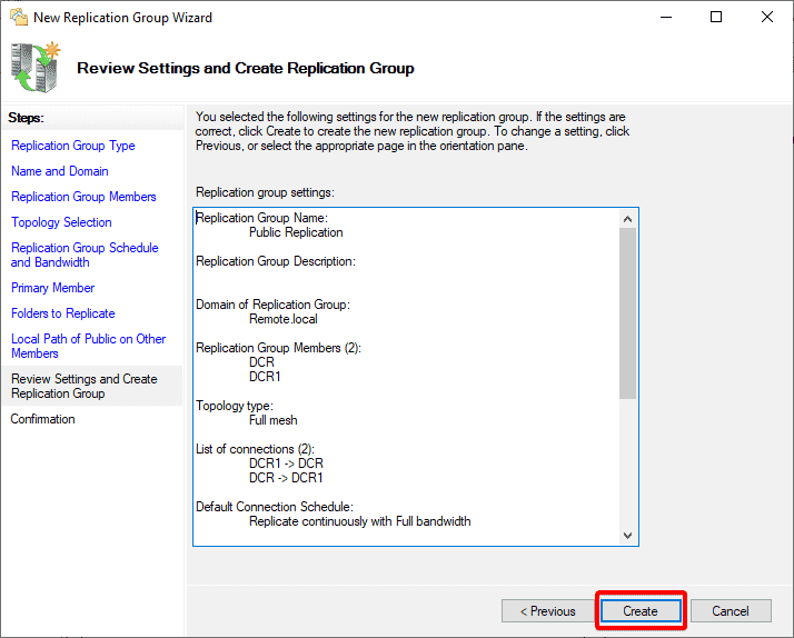 Creating the new replication group